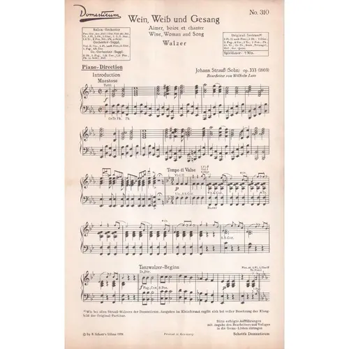 Wein, Weib und Gesangm- walzer - material de orquestra
