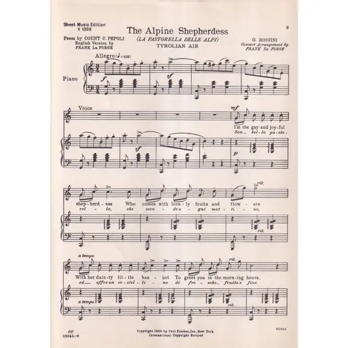 The Alpine Shepherdess  para canto e piano