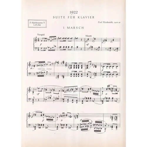 1922 - Suite Fur Klavier  (Edição Antiga)