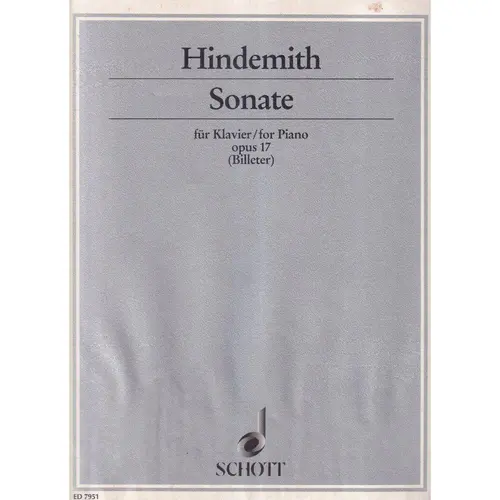 Sonate Fur Klavier - Op.17 (Billeter)