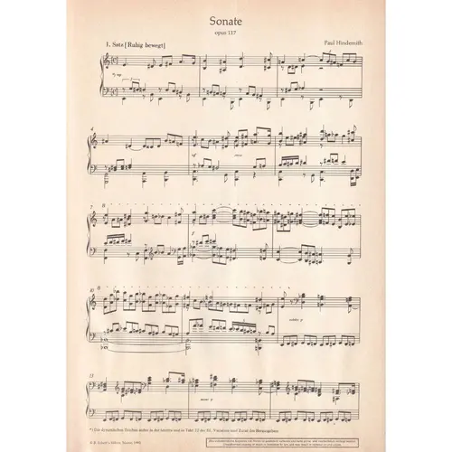 Sonate Fur Klavier - Op.17 (Billeter)