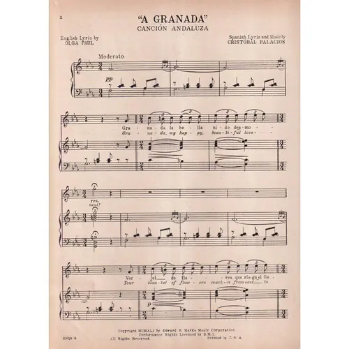 A Granada  - cancion andaluza  - canto e piano