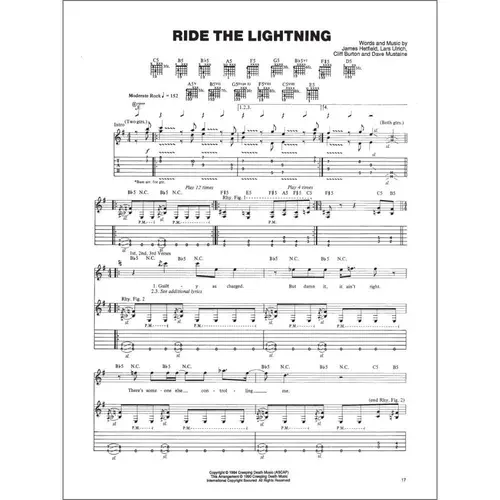 Ride the Lightning - Play it like it is (Authentic guitar edition)