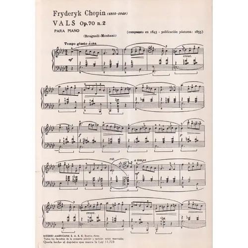 Vals op.70 n.2 para piano (Brugnoli-Montani)