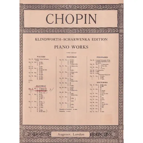 Mazurka N.2 - Op.6 N.2 In C Sharp Minor para piano (Edição Antiga)