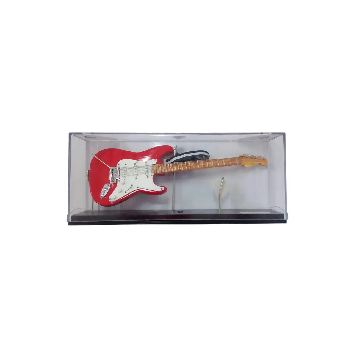Miniatura Guitarra Stratocaster 1:4 25cm em caixa acrílica - Vermelha