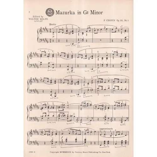 Mazurka In G# Minor - Op.33 N.1  para piano (Edição Antiga)
