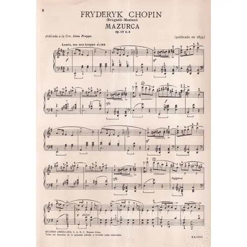 Mazurca op.17 n.2 para piano (Brugnoli-Montani)