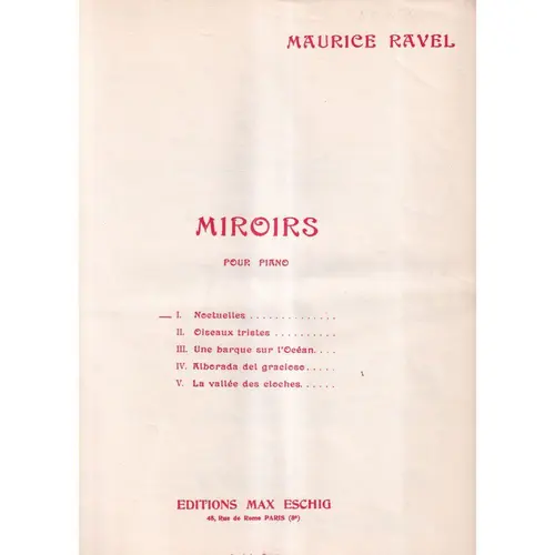 Noctuelles - Miroirs N.1 pour piano