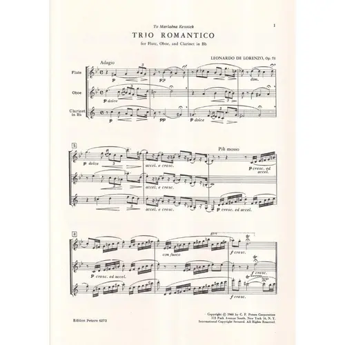 Trio Romantico For Flute, Oboe, And Clarinet In Bb