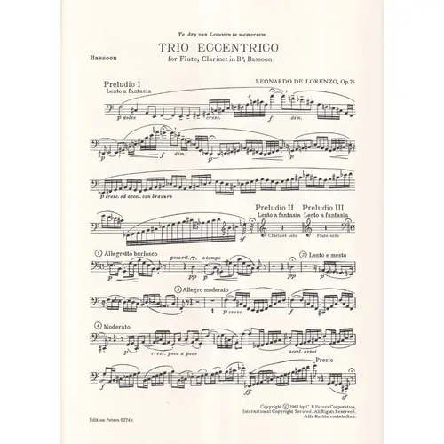 Trio Eccentrico For Flute, Clarinet And Bassoon