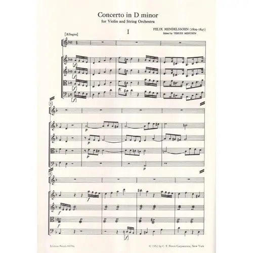 Violin Concerto in D Minor - Full Score