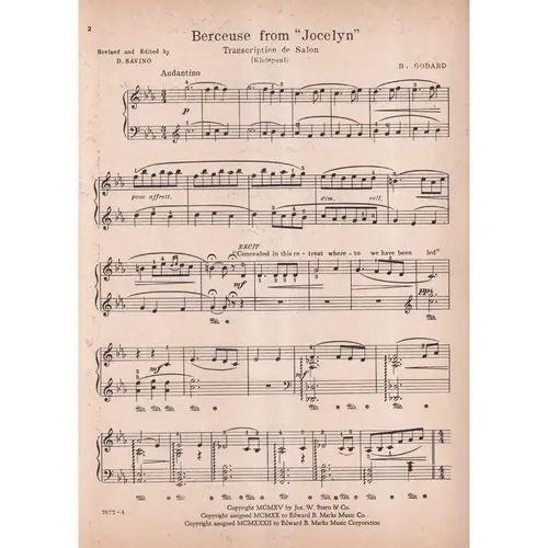 Berceuse From Jocelyn  (Edição Antiga)