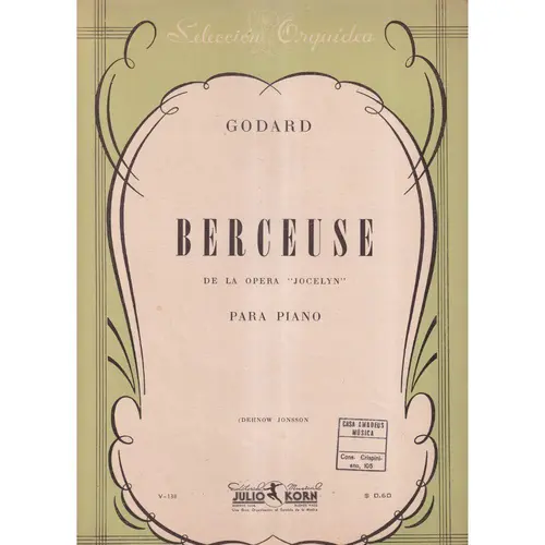 Berceuse De La Opera Jocelyn  (Edição Antiga)