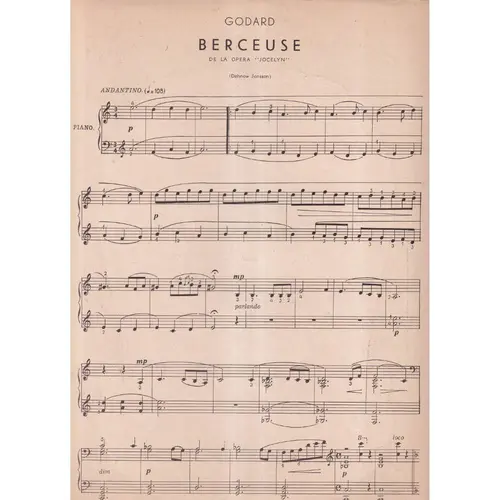 Berceuse De La Opera Jocelyn  (Edição Antiga)