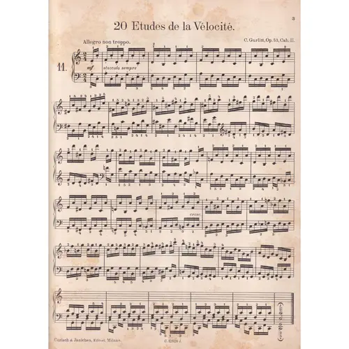 20 Etudes De La Velocite - Op.53 Vol.1  (Edição Antiga)