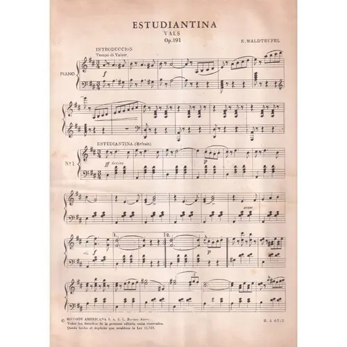 Estudiantina - vals para piano op. 191