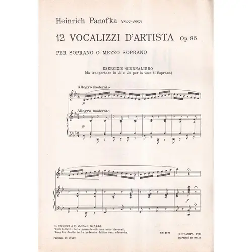 12 Vocalizzi D´Artista - Op. 86