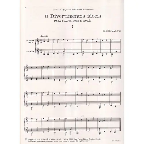 6 Divertimentos Faceis para flauta doce e violão