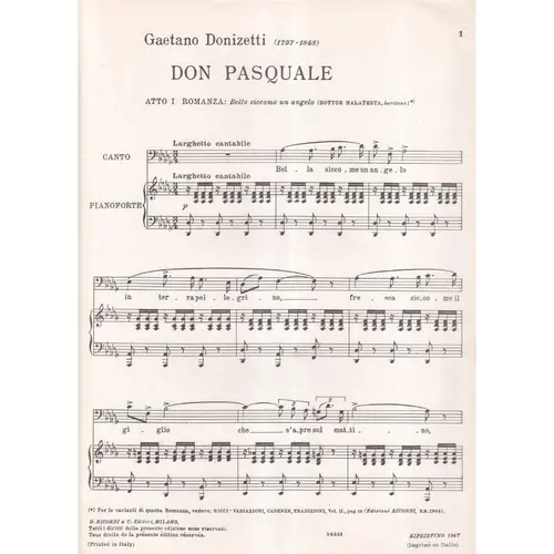 Don Pasquale - Bella Siccome Un Angelo - Baritono