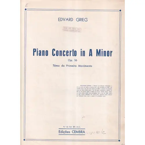 Piano Concerto In A Min - Op.16 Tema Do 1. Mov.