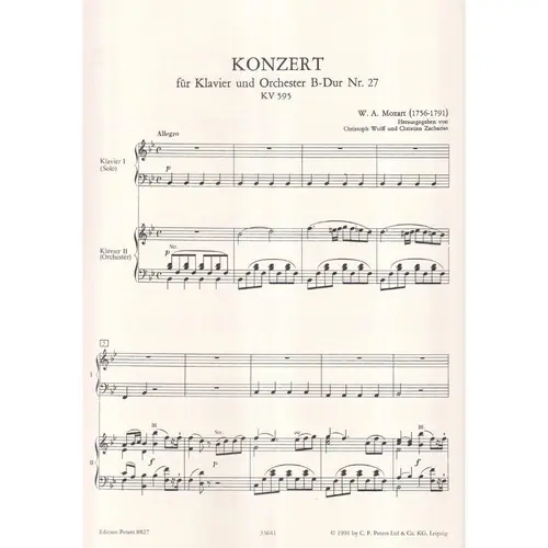 Konzert B Dur Kv 595 N.27 Klavier Und Orchester