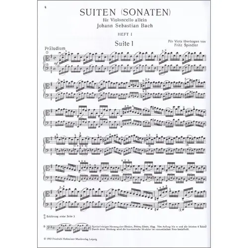 Suites for solo violoncello transcribed for viola (Spindler) - Vol.1