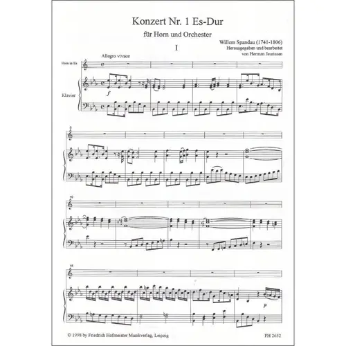 Konzert Nr.1 Es dur fur horn und orchester - Version for Horn and piano