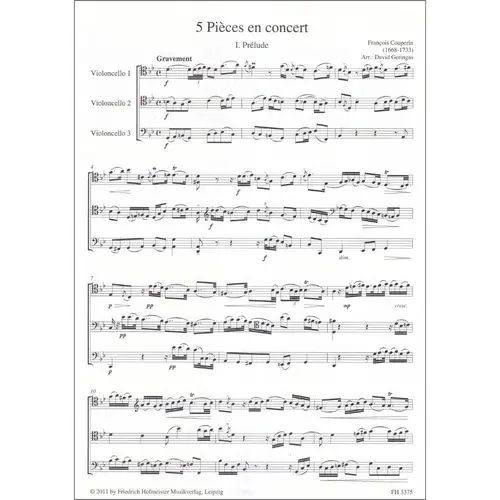 5 Pieces en concert arranged for three Violoncellos