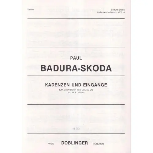 Kadenzen und Eingance zum Violinkonzert in D-Dur Kv.218