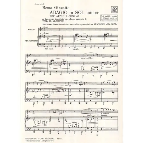 Adagio in Sol Menor per Archi e Organo (Albinoni)