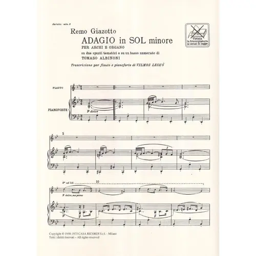 Adagio in Sol Minore per Archi e Organo