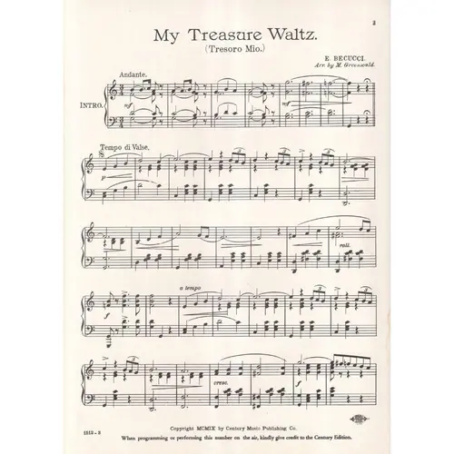 My Treasure Waltz (Tresoro mio) para piano