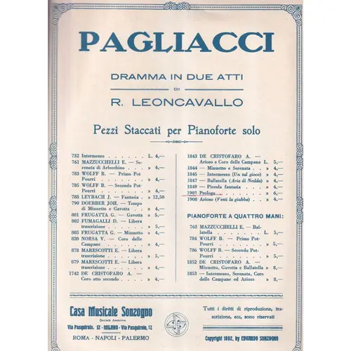 Pagliacci Prologo para piano