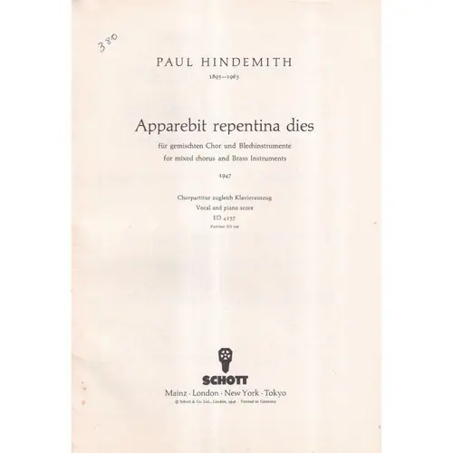 Apparebit repentina dies para coro e metais