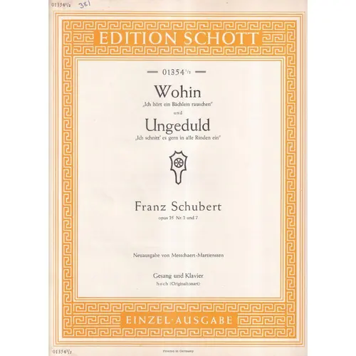 Wohin op.25 n.2 / Ungeduld op. 25 n. 7 - voz aguda