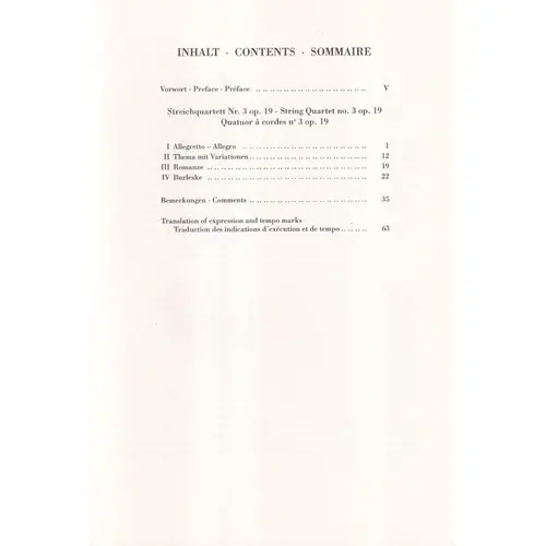 String Quartet no.3 op.19 - Study score
