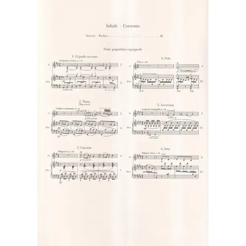 Suite populaire espagnole for Violin and Piano