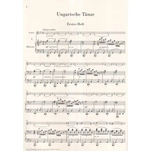 21 Hungarian Dances WoO 1 - Edition for Violin and Piano