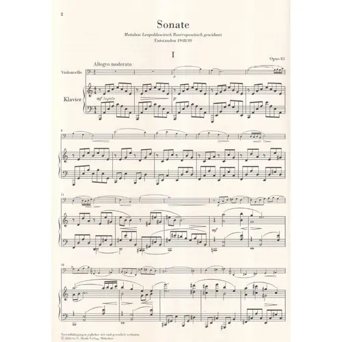 Sonata no. 2 a minor op.81 for Violoncello and Piano