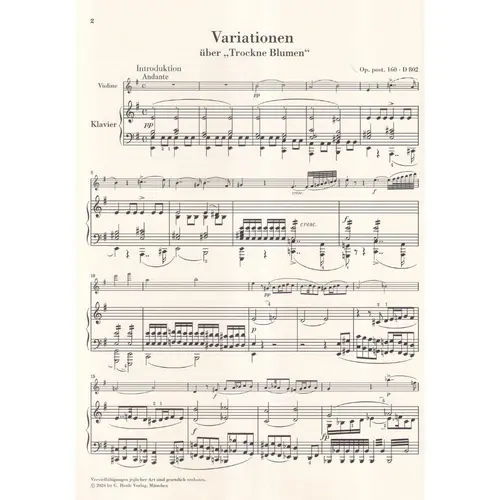 Variations on “Trockne Blumen” e minor op. post. 160 D 802