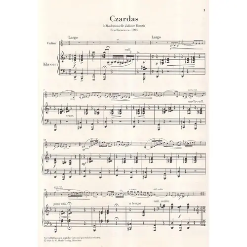 Czardas for Violin and Piano