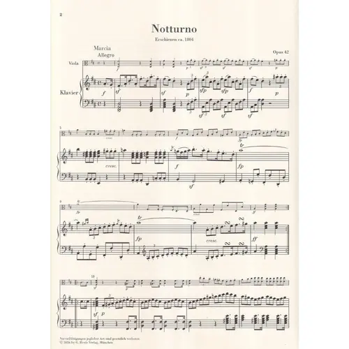 Notturno in D major op.42 for Viola and Piano