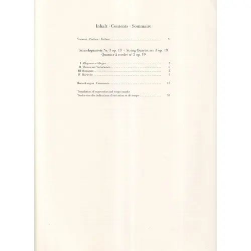 String Quartet no. 3 op. 19  - Partes