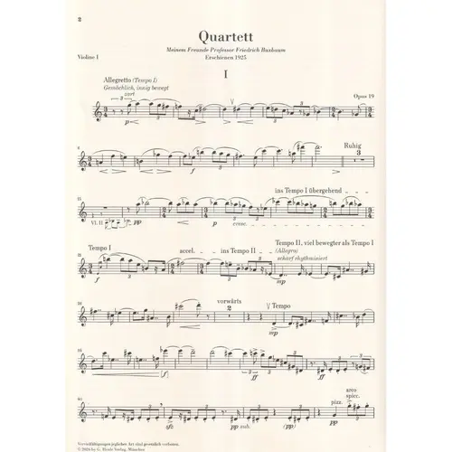 String Quartet no. 3 op. 19  - Partes