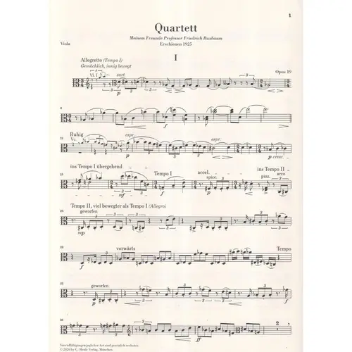 String Quartet no. 3 op. 19  - Partes