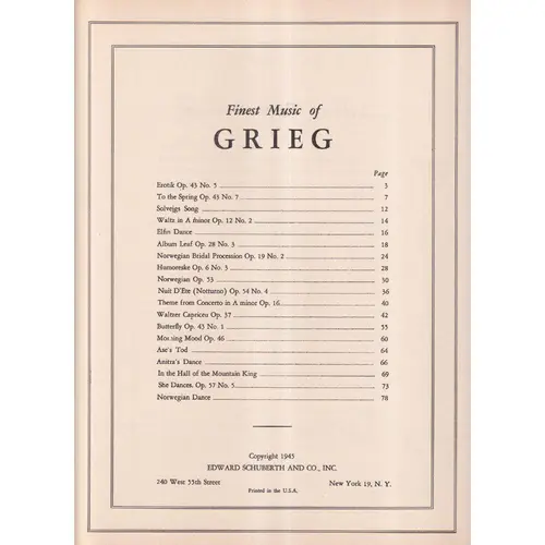 The Finest Music Of Grieg (Edição Antiga)