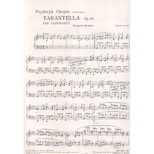Tarantella Op.43 per pianoforte