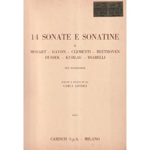 14 Sonate e Sonatine para piano
