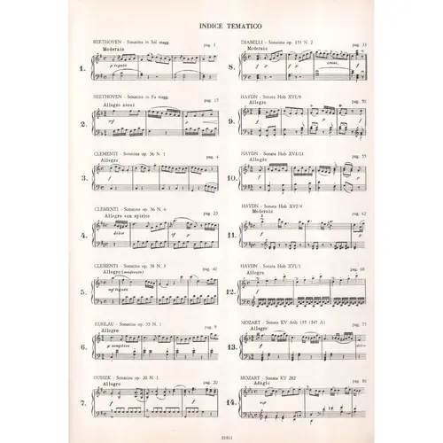 14 Sonate e Sonatine para piano